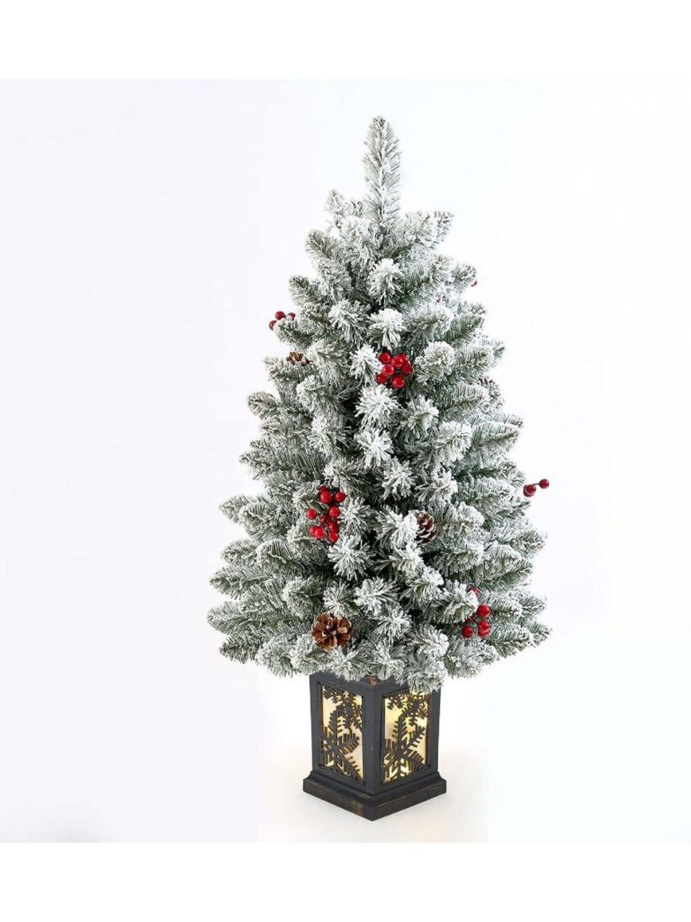 🎄3 Ft Vintage Snow Base Christmas Tree with 78 Led Lights Decoration for Home - Picture 6 of 6